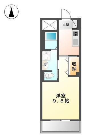 ビオロン(1K/2階)の間取り写真