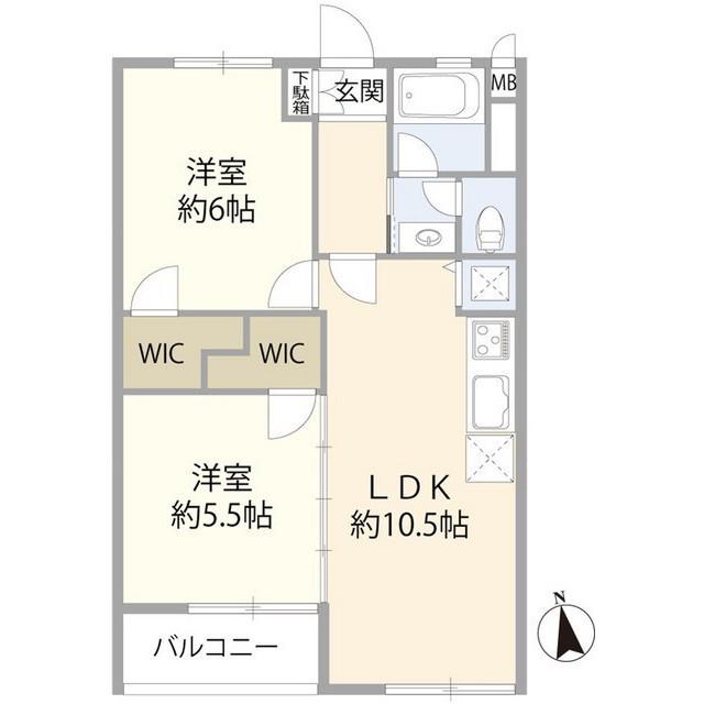 上北沢コーポラス(2LDK/3階)の間取り写真