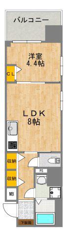 ふぁみーゆ夕陽ケ丘(1LDK/3階)の間取り写真