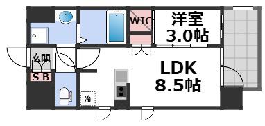 アーバンパーク御幣島(1LDK/3階)の間取り写真