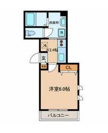 LOUIS南台(1K/2階)の間取り写真