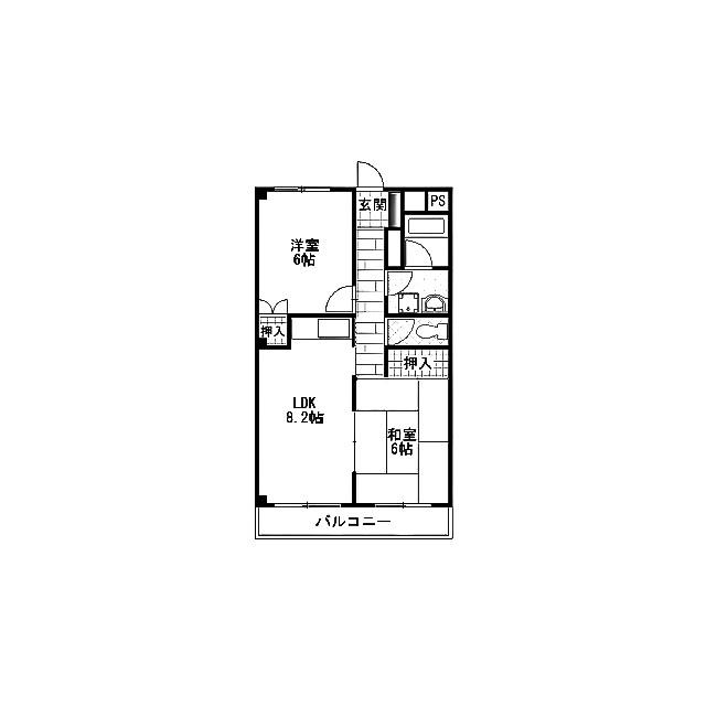 中曽根334-2マンション(2LDK/2階)の間取り写真