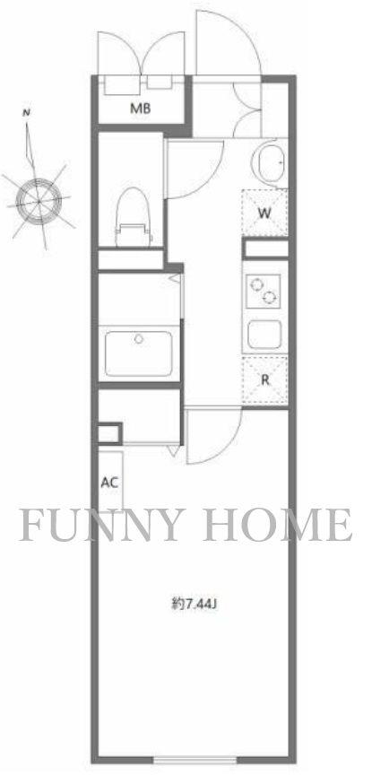 エルファーロ三軒茶屋II(1K/2階)の間取り写真