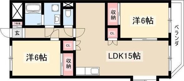 ロイヤルマンション横井(2LDK/4階)の間取り写真