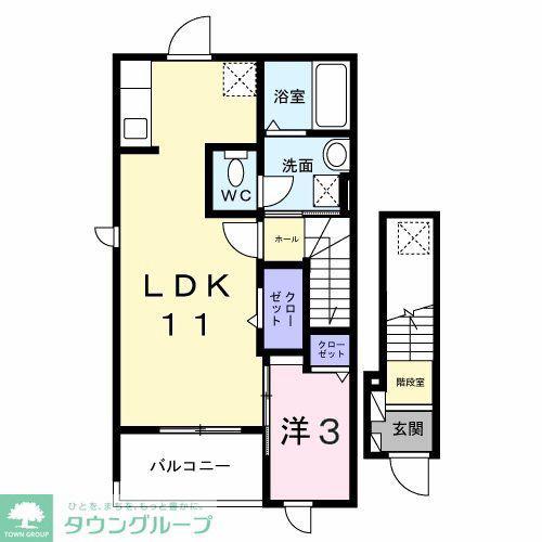 ヒカルサ東京立川(1LDK/2階)の間取り写真