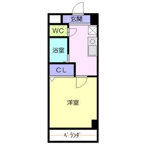 ソレイユ東海通(1K/4階)の間取り写真