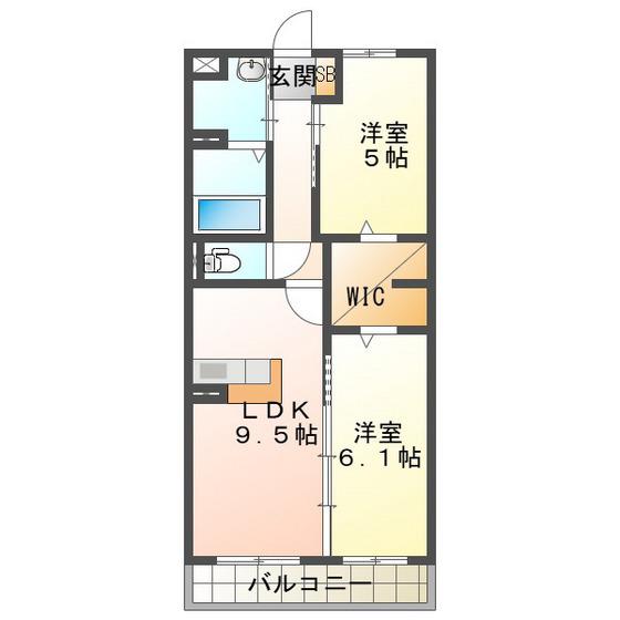 アイティーオーレジデンス東旭が丘(2LDK/1階)の間取り写真