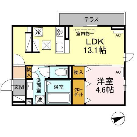 PARK FRONT IWATA(1LDK/1階)の間取り写真