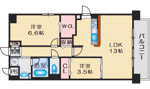 BERRYBLUE高槻(2LDK/1階)の間取り写真
