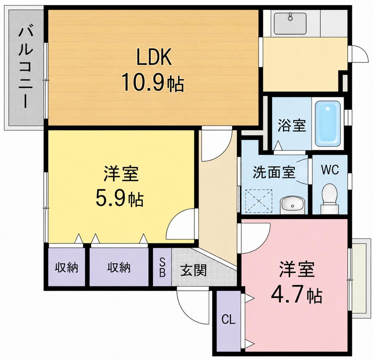 メゾン・セドラティアC(2LDK/2階)の間取り写真