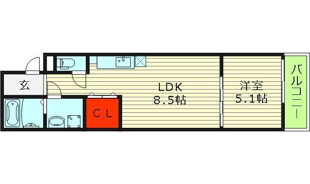 フジパレス城東諏訪III館(1LDK/2階)の間取り写真