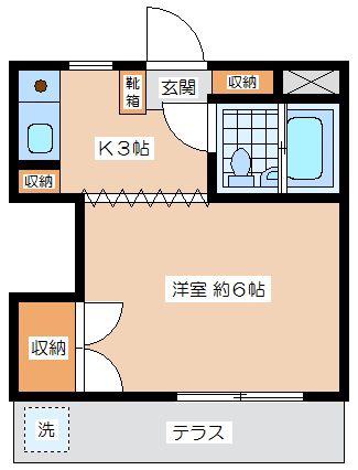 エルム梅ヶ丘(1K/1階)の間取り写真