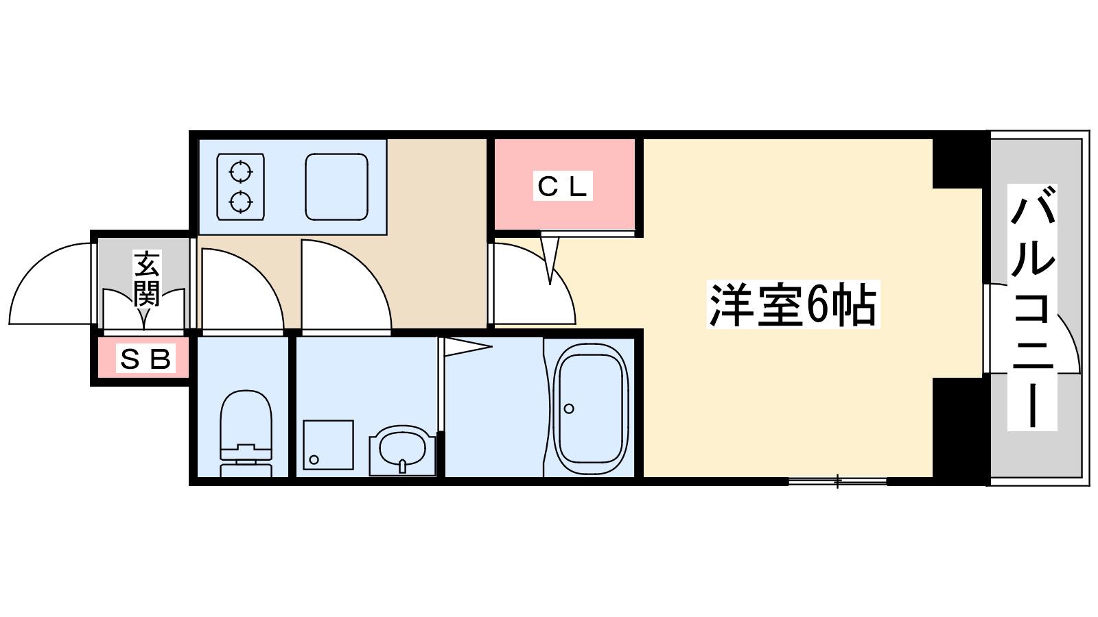 エスリードレジデンス大阪ウエストコート(1K/5階)の間取り写真