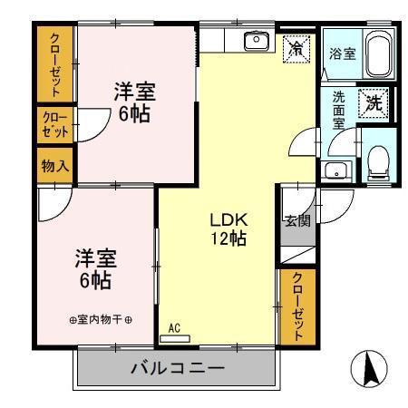 グレイスエステート(2LDK/1階)の間取り写真