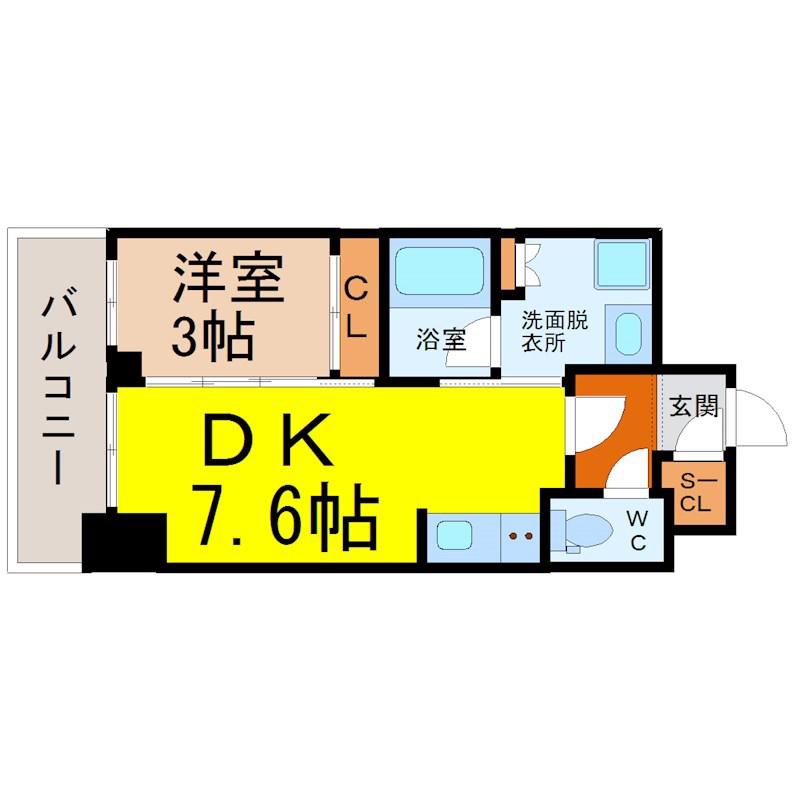プレサンスロジェ名古屋駅GATEFRONT(1DK/10階)の間取り写真