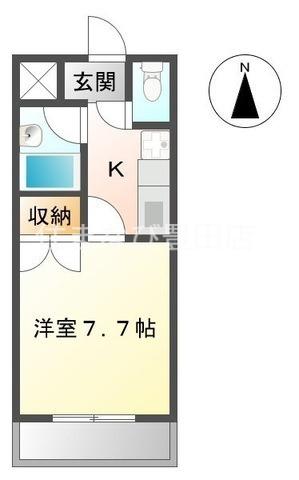 サンハイツTSUKIMI(1K/3階)の間取り写真