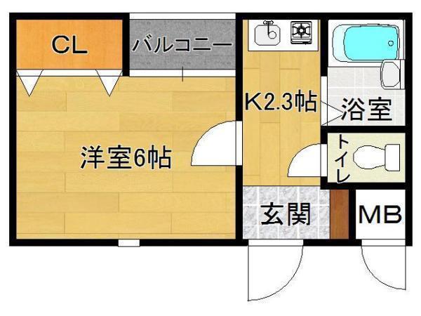 スマイリングコート鶴見(1K/4階)の間取り写真