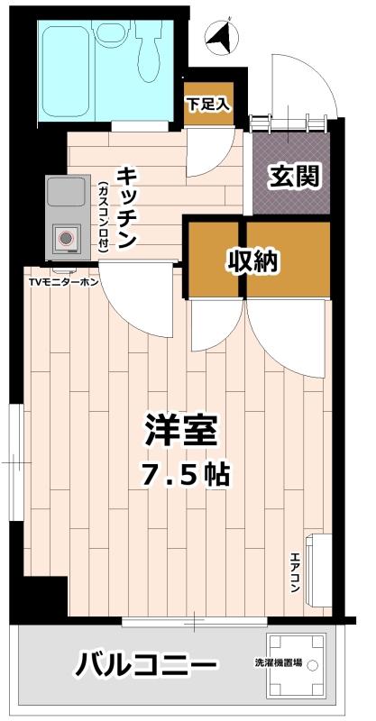フルーレゾン神戸パートII(1K/7階)の間取り写真