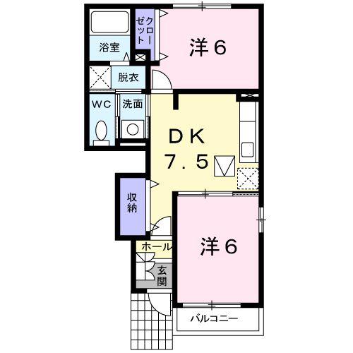 GREENVILLA C(2DK/1階)の間取り写真