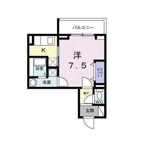 中宮町マンション(1K/4階)の間取り写真