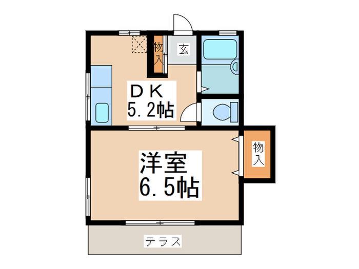 フラワー長津田(1DK/1階)の間取り写真