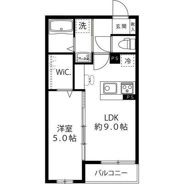 ソレアード町田(1LDK/1階)の間取り写真
