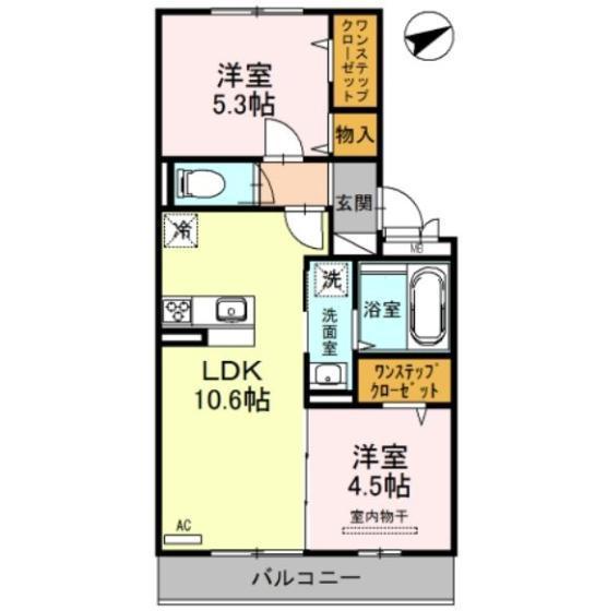 プラージュ SAKIGAKE(2LDK/1階)の間取り写真