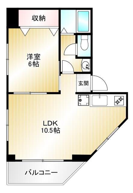 サンパレス三鷹台(1LDK/1階)の間取り写真