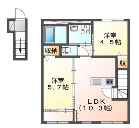 アルデバラン(2LDK/2階)の間取り写真