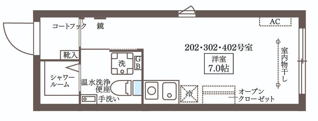 COCOCUBE大井町II(ワンルーム/2階)の間取り写真