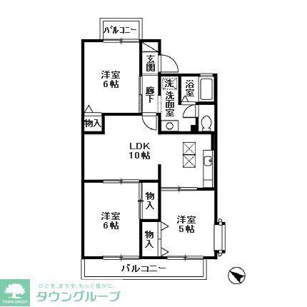 グランドサン六番館(3LDK/1階)の間取り写真