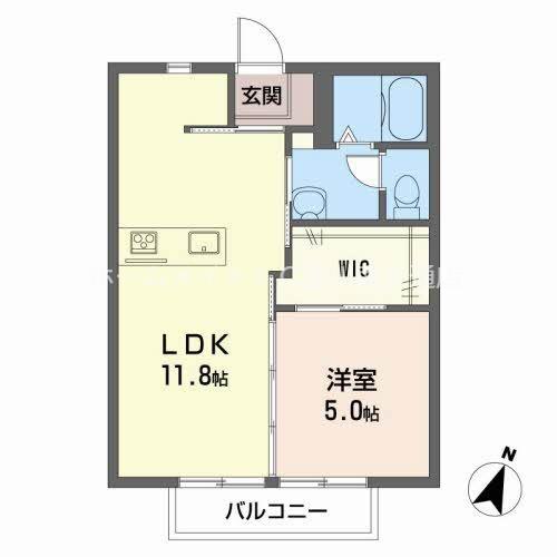 プランドール赤代 A(1LDK/2階)の間取り写真