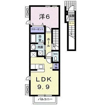 アンベル・ルピナス(1LDK/2階)の間取り写真