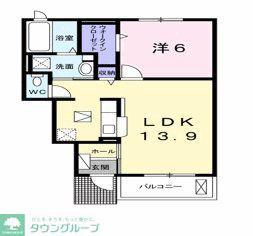 マリアライト(1LDK/1階)の間取り写真