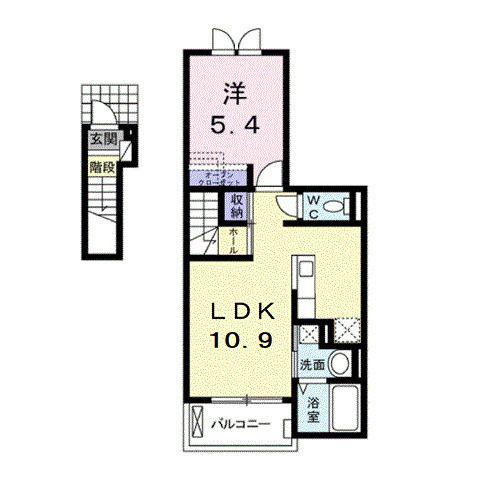 JR山陽本線 福山駅 徒歩19分 3階建 築13年(1LDK/2階)の間取り写真