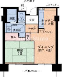 UR ルネシティ西宮津門2(1LDK/4階)の間取り写真