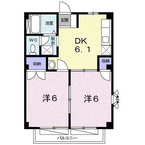 ニューシティ小林(2DK/1階)の間取り写真