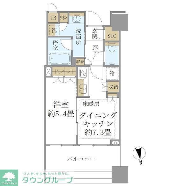 白金ザ・スカイ西棟(1DK/18階)の間取り写真