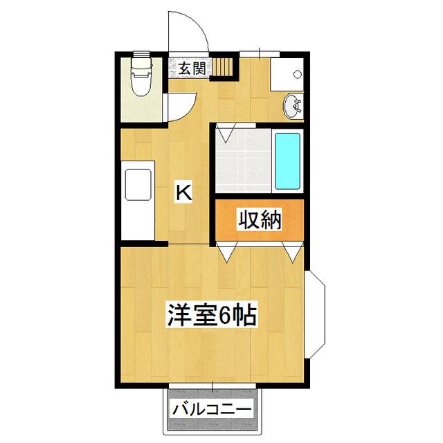 Gハイツ エス(1K/2階)の間取り写真