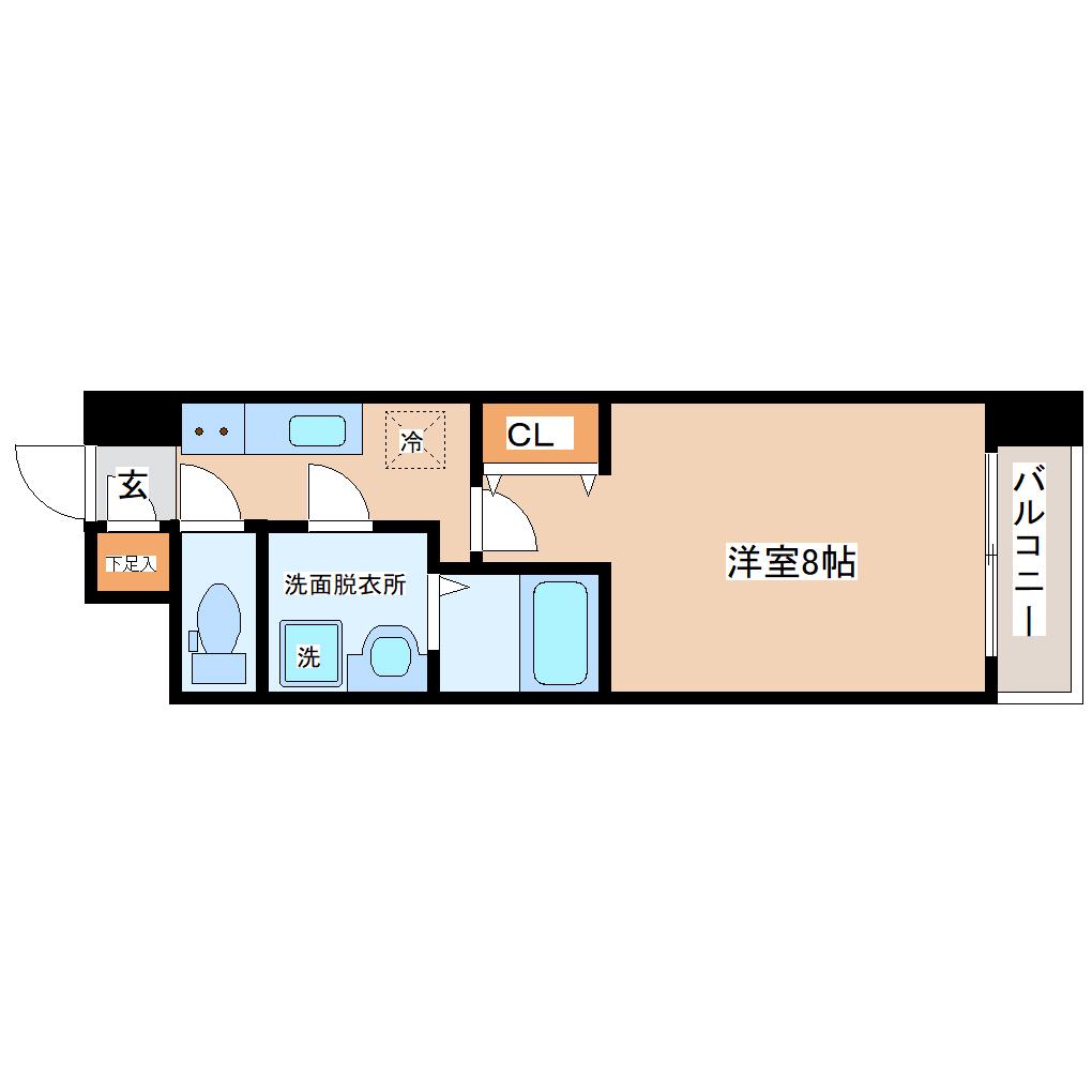 パークサイド仙台東口(1K/2階)の間取り写真