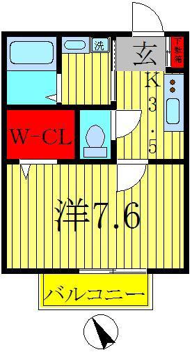 フレシールつくしが丘(1K/1階)の間取り写真