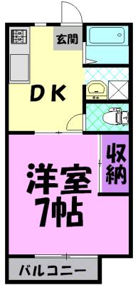 見目ハイツ(1DK/1階)の間取り写真