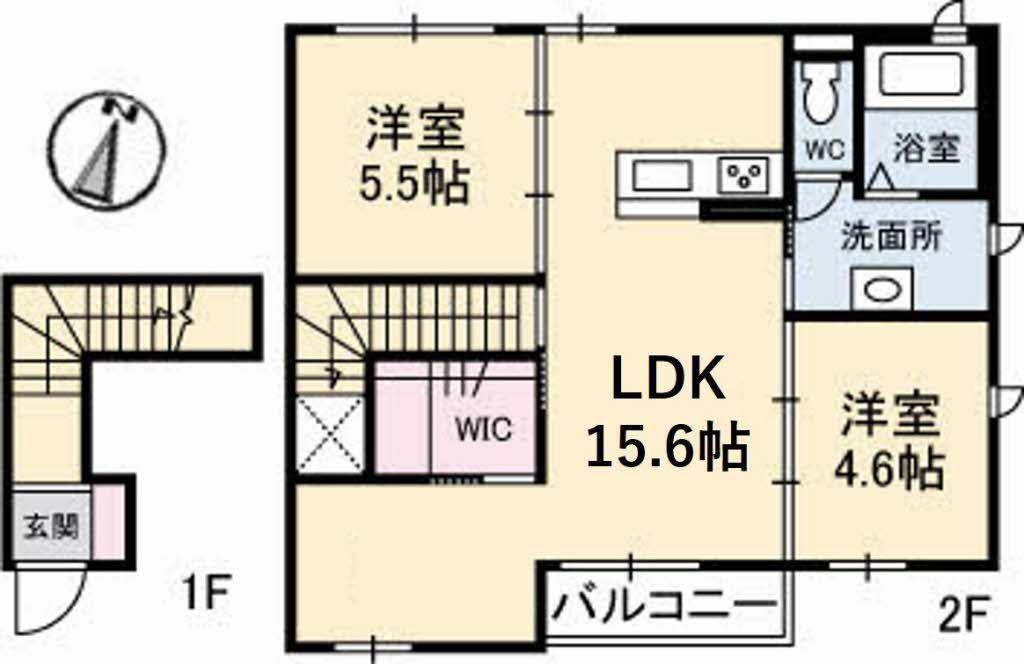 エクセレントシティ(2LDK/2階)の間取り写真