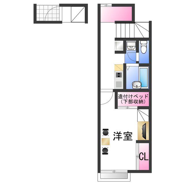 レオパレス岩出上野(1K/2階)の間取り写真
