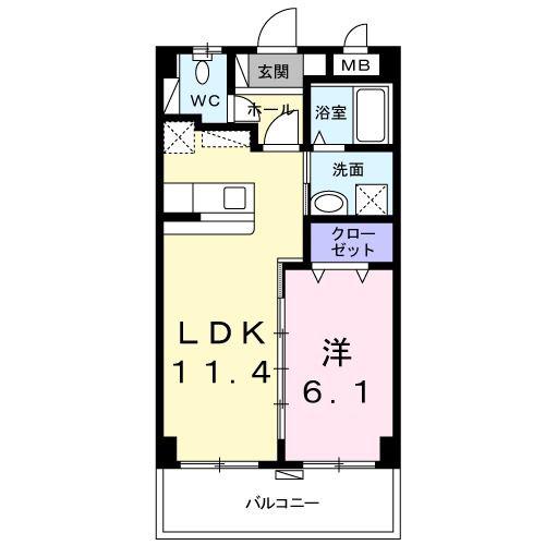CLEMENT 煌 II(1LDK/4階)の間取り写真