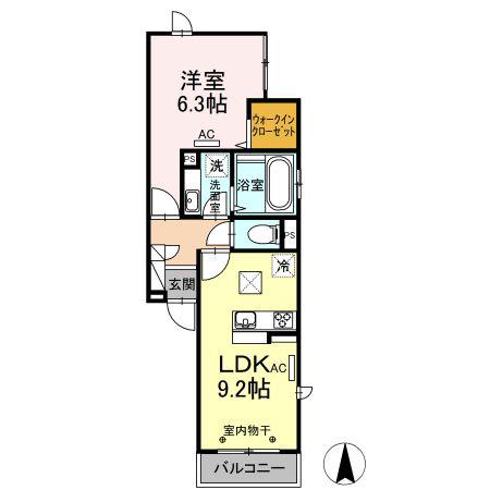 D-ROOM目黒本町(1LDK/2階)の間取り写真
