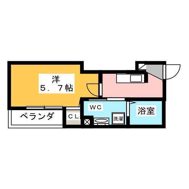 芦穂崎七番館(1K/1階)の間取り写真
