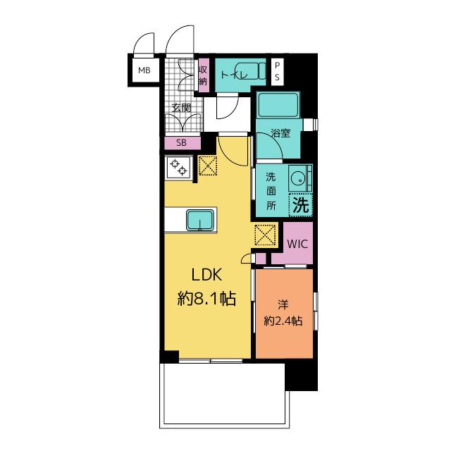 グラサージュ横濱桜木町フィオーレシエル(1LDK/4階)の間取り写真