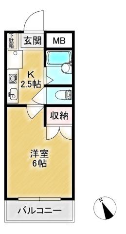 メゾンドブランシュ(1K/2階)の間取り写真
