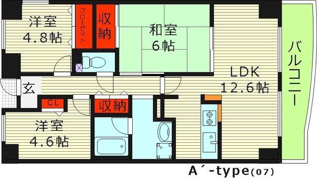 グランドソーワ今福鶴見(3LDK/4階)の間取り写真